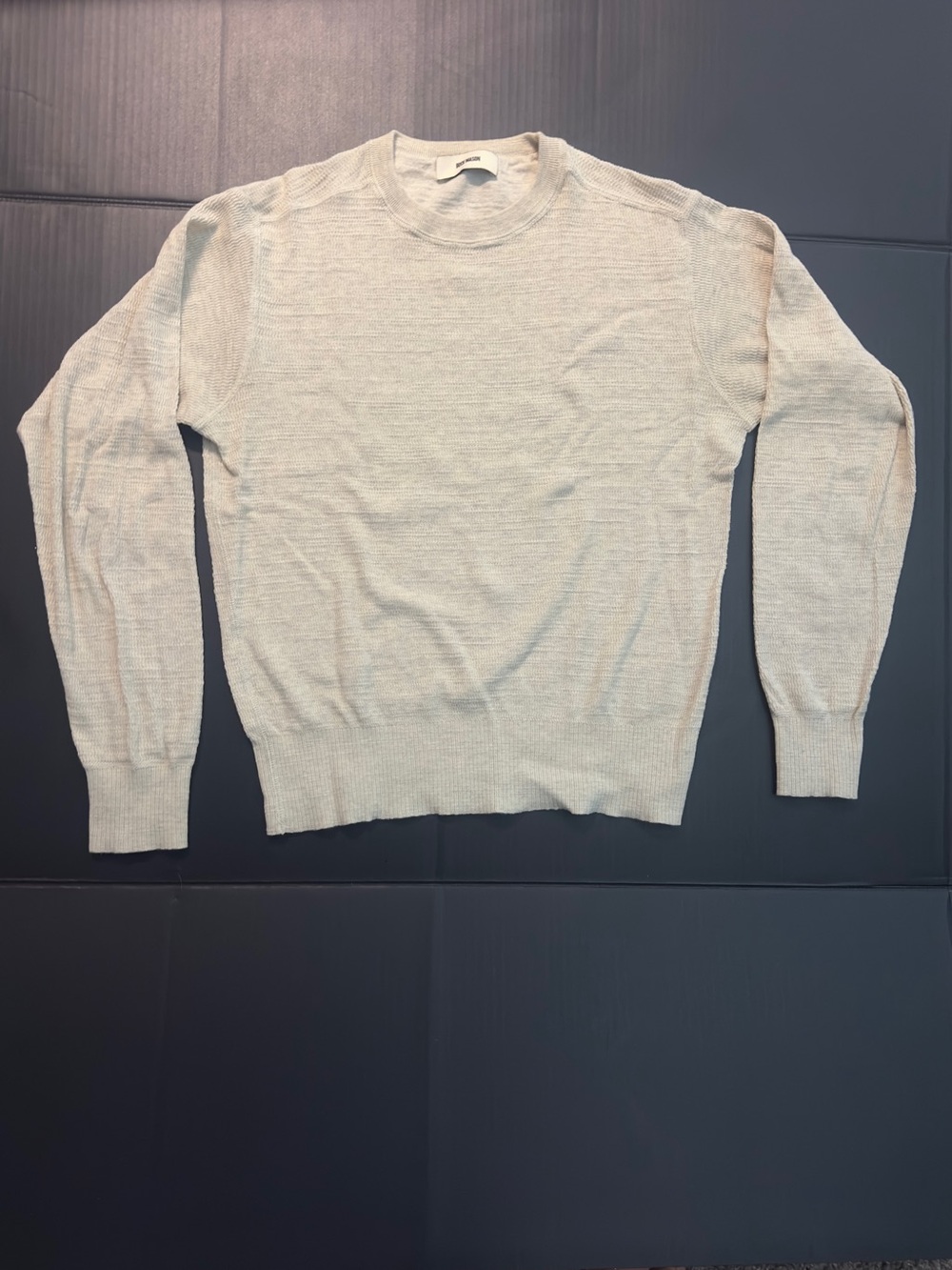 Buck Mason Avalon Daybreak Crew Heather Oat Slub Cotton Sweater Men’s Medium